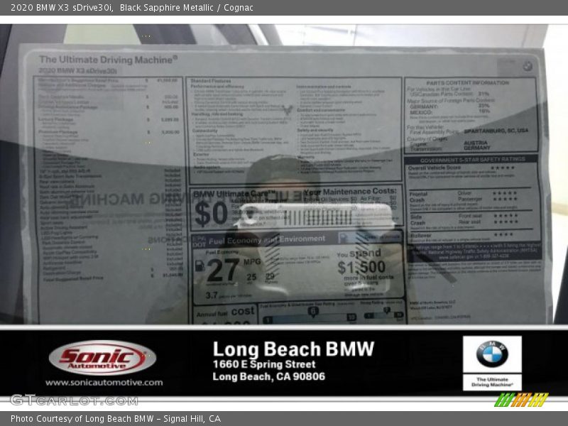 Black Sapphire Metallic / Cognac 2020 BMW X3 sDrive30i