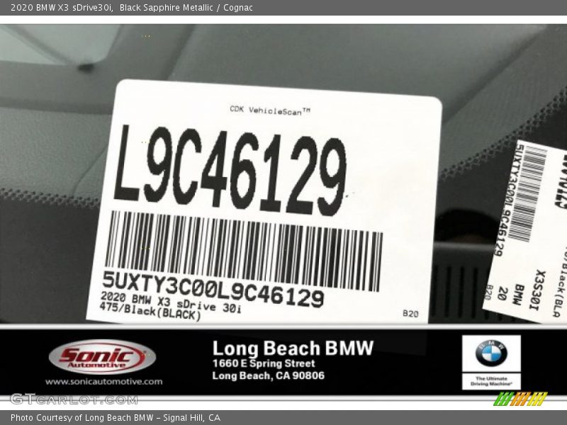 Black Sapphire Metallic / Cognac 2020 BMW X3 sDrive30i