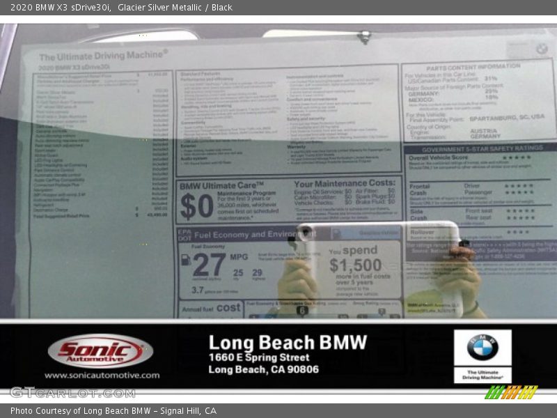 Glacier Silver Metallic / Black 2020 BMW X3 sDrive30i