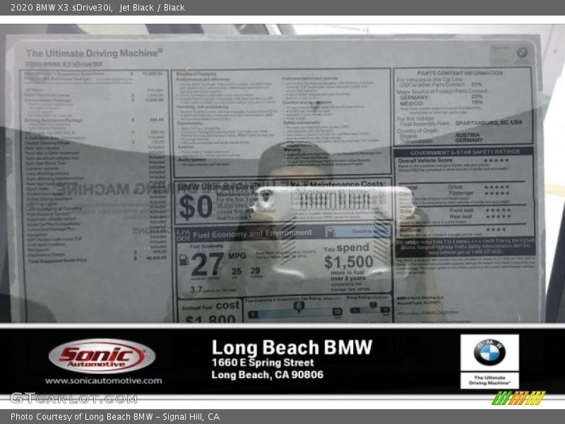 Jet Black / Black 2020 BMW X3 sDrive30i