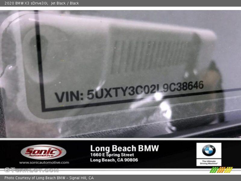 Jet Black / Black 2020 BMW X3 sDrive30i