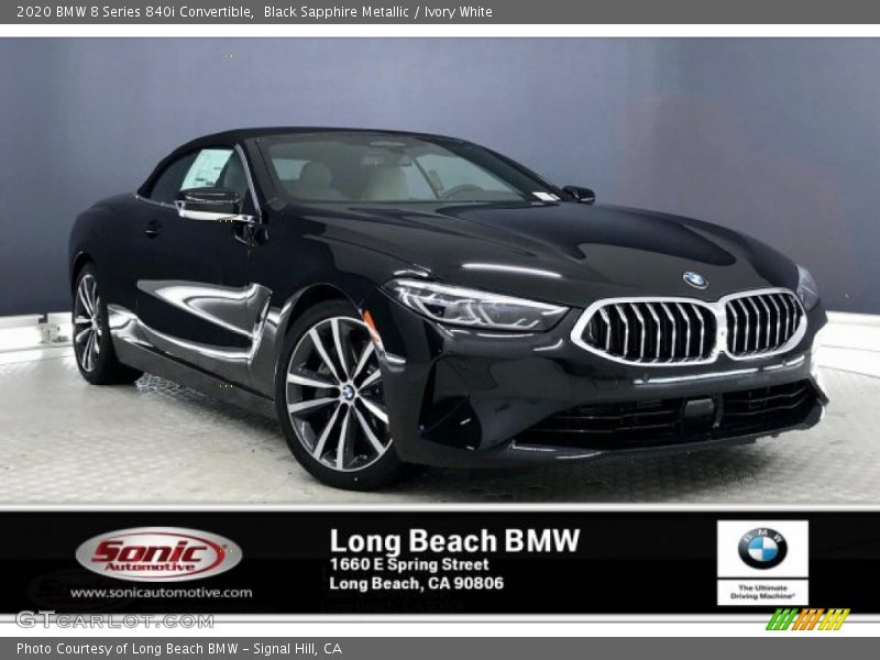 Black Sapphire Metallic / Ivory White 2020 BMW 8 Series 840i Convertible