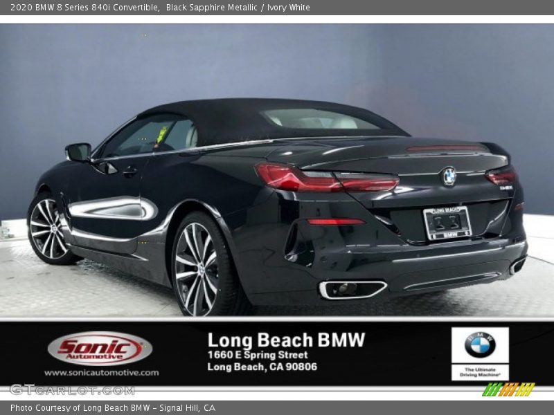 Black Sapphire Metallic / Ivory White 2020 BMW 8 Series 840i Convertible