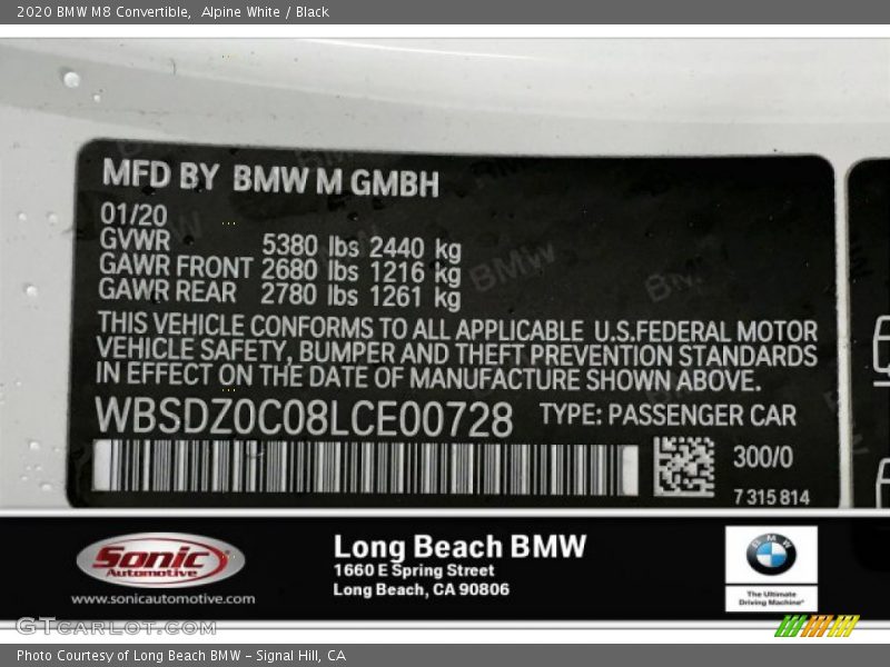 Alpine White / Black 2020 BMW M8 Convertible