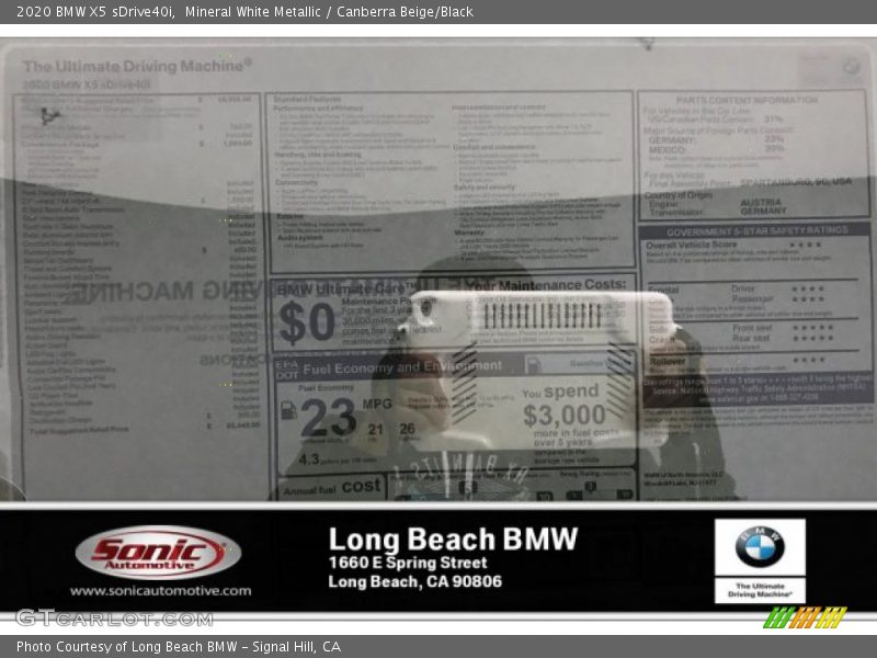 Mineral White Metallic / Canberra Beige/Black 2020 BMW X5 sDrive40i