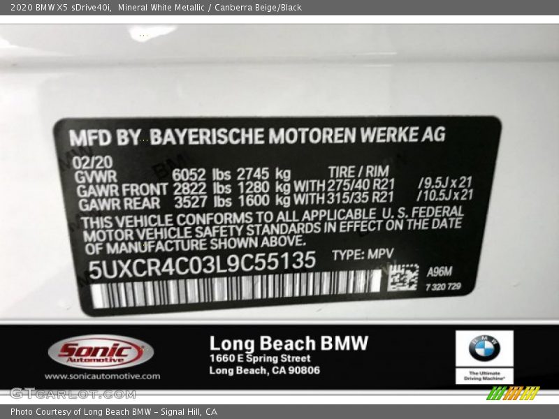 Mineral White Metallic / Canberra Beige/Black 2020 BMW X5 sDrive40i