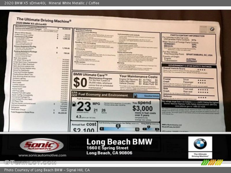 Mineral White Metallic / Coffee 2020 BMW X5 sDrive40i