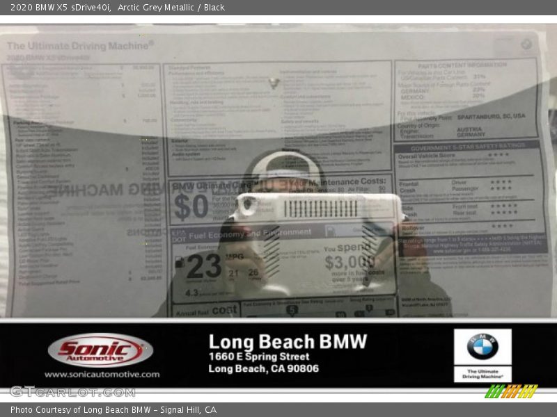Arctic Grey Metallic / Black 2020 BMW X5 sDrive40i