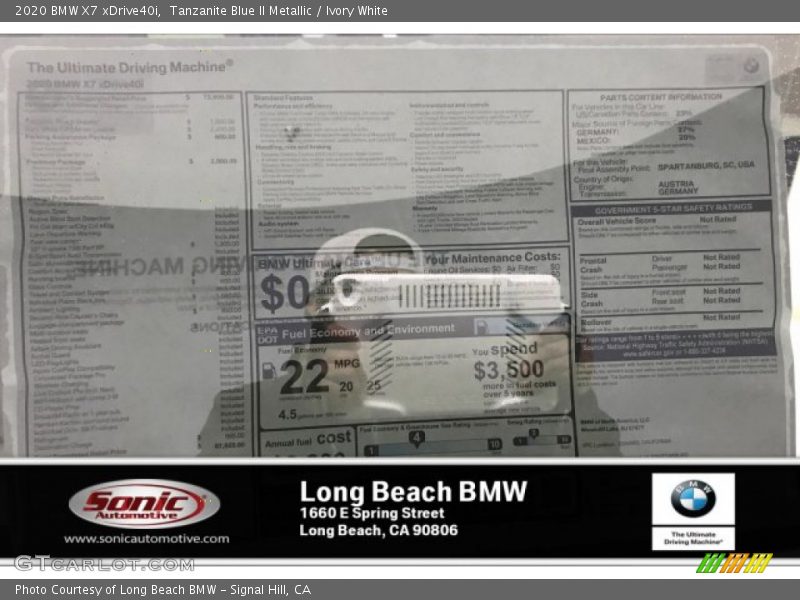 Tanzanite Blue II Metallic / Ivory White 2020 BMW X7 xDrive40i