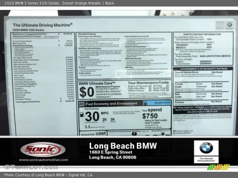Sunset Orange Metallic / Black 2020 BMW 3 Series 330i Sedan