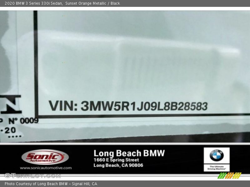 Sunset Orange Metallic / Black 2020 BMW 3 Series 330i Sedan