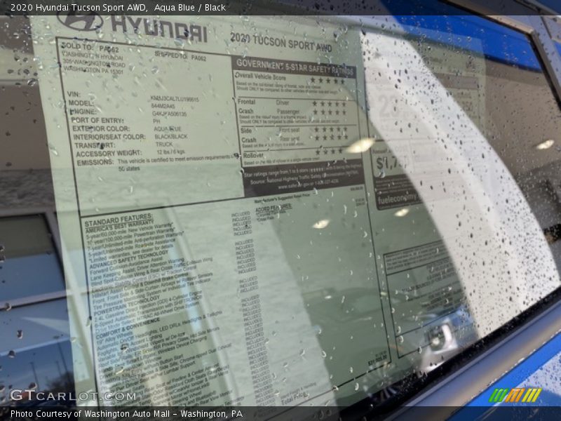 Aqua Blue / Black 2020 Hyundai Tucson Sport AWD