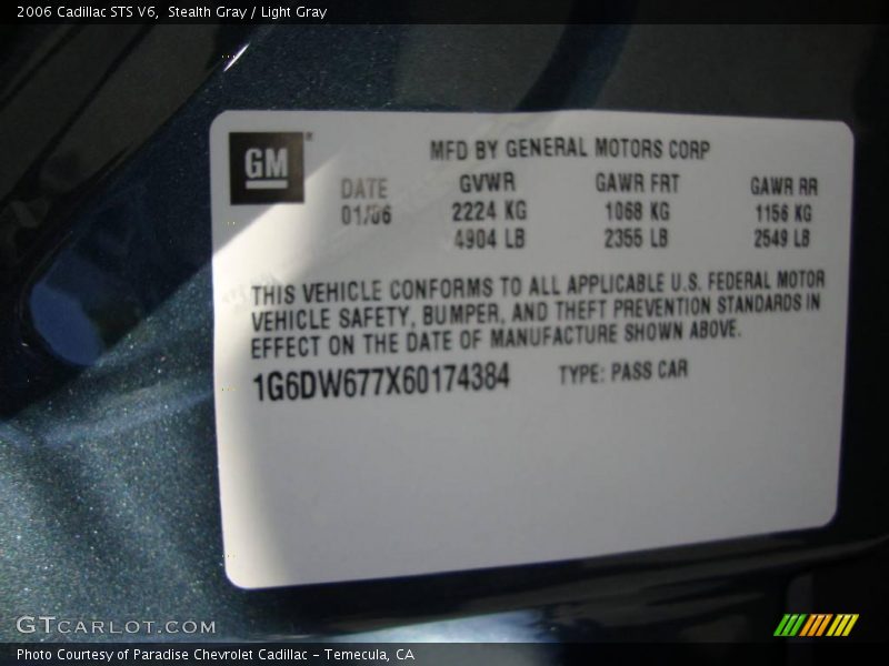 Stealth Gray / Light Gray 2006 Cadillac STS V6