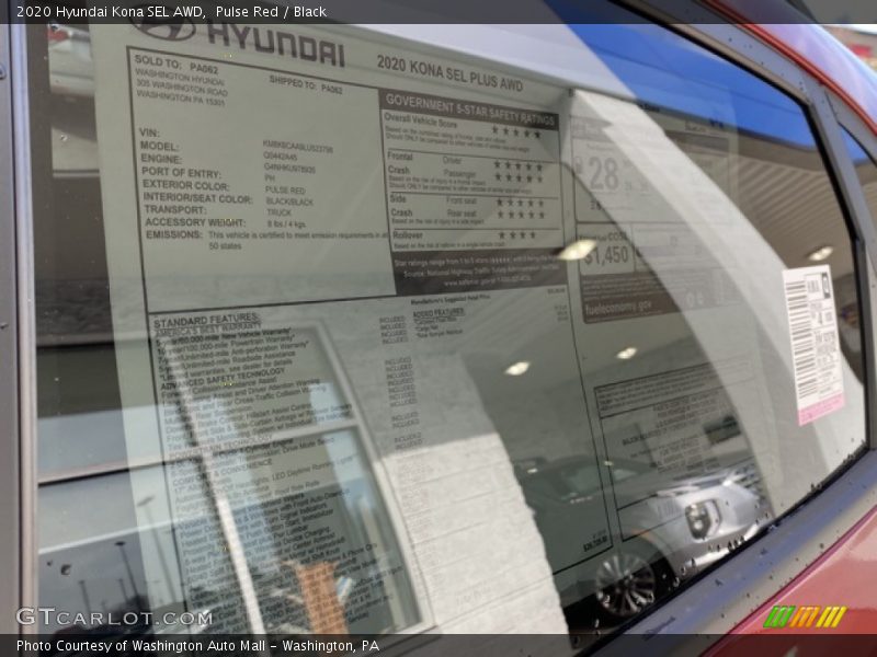 Pulse Red / Black 2020 Hyundai Kona SEL AWD