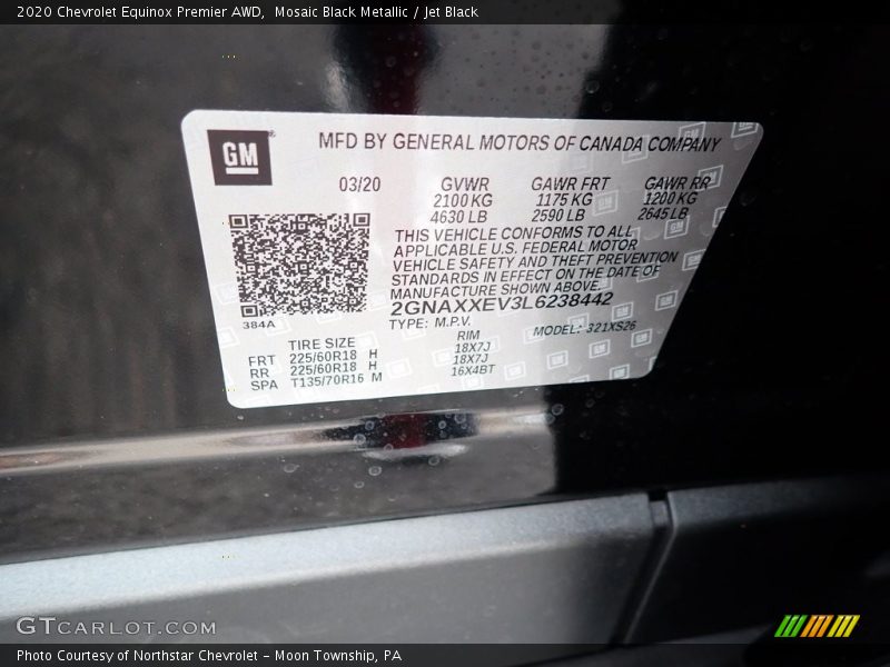 Mosaic Black Metallic / Jet Black 2020 Chevrolet Equinox Premier AWD