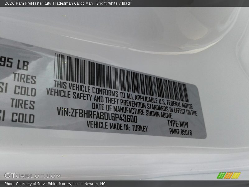 Bright White / Black 2020 Ram ProMaster City Tradesman Cargo Van
