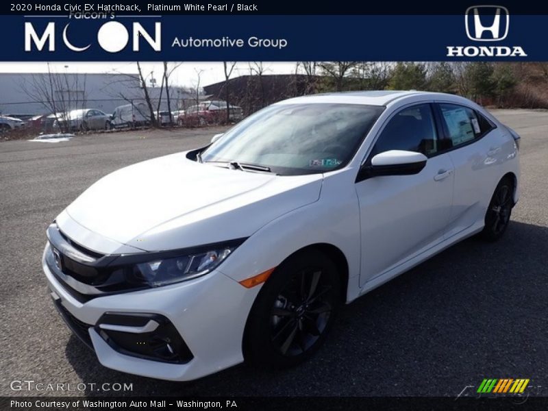 Platinum White Pearl / Black 2020 Honda Civic EX Hatchback