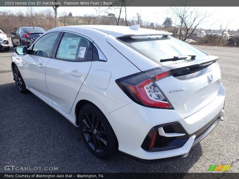 Platinum White Pearl / Black 2020 Honda Civic EX Hatchback