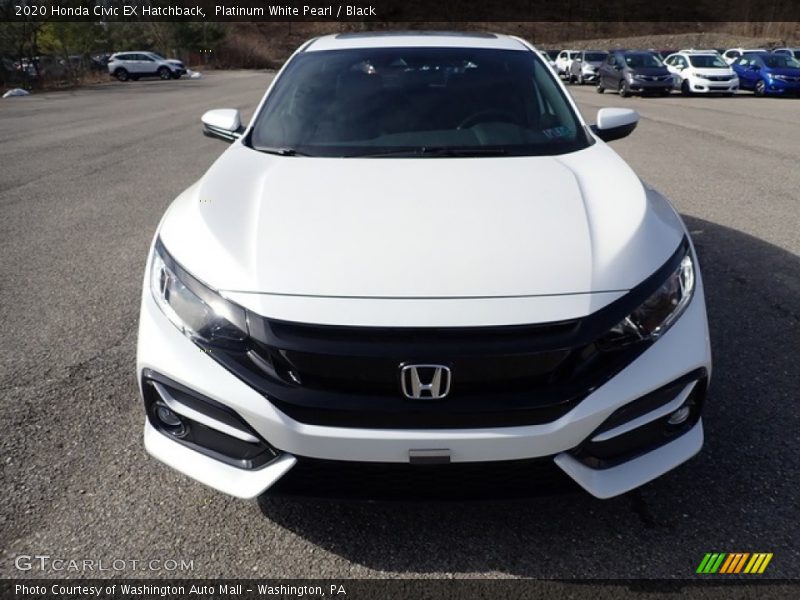 Platinum White Pearl / Black 2020 Honda Civic EX Hatchback