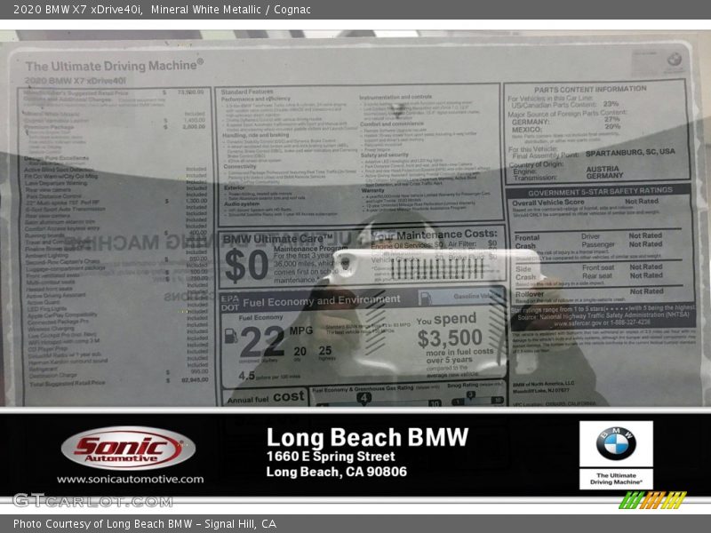 Mineral White Metallic / Cognac 2020 BMW X7 xDrive40i