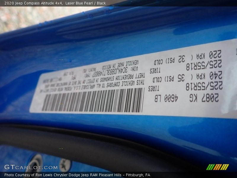 Laser Blue Pearl / Black 2020 Jeep Compass Altitude 4x4
