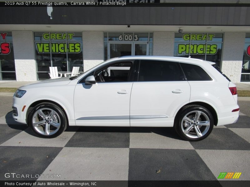 Carrara White / Pistachio Beige 2019 Audi Q7 55 Prestige quattro
