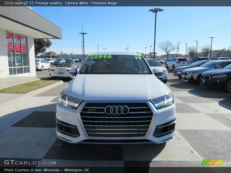 Carrara White / Pistachio Beige 2019 Audi Q7 55 Prestige quattro