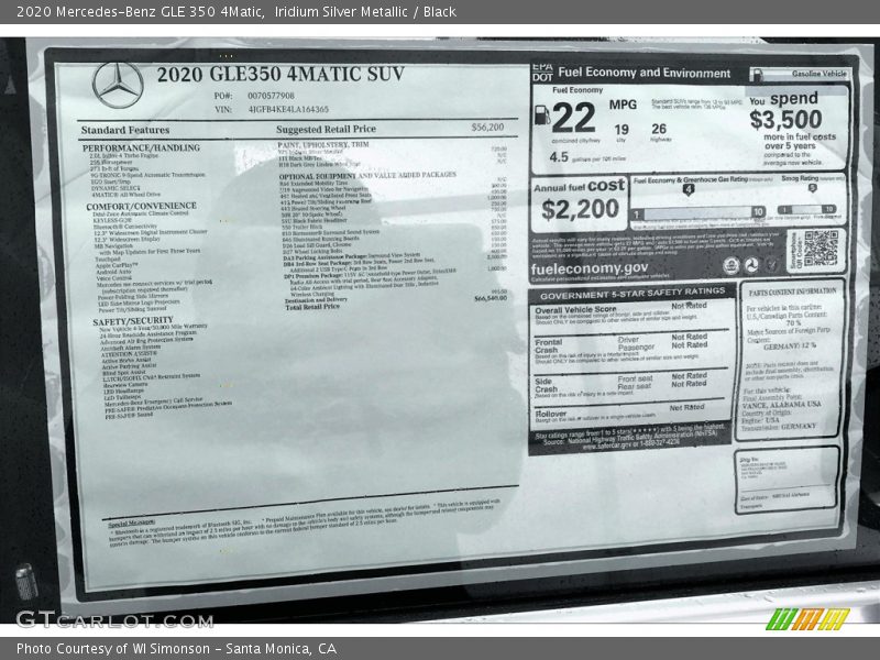 Iridium Silver Metallic / Black 2020 Mercedes-Benz GLE 350 4Matic