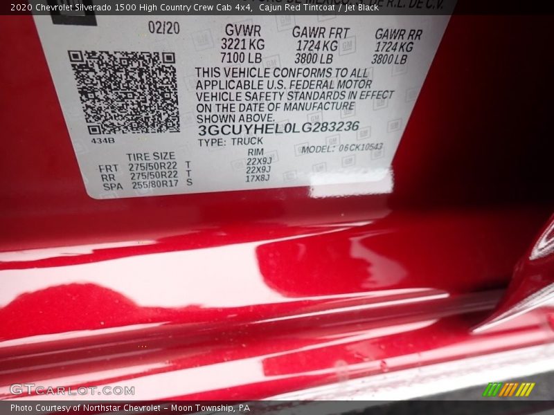 Cajun Red Tintcoat / Jet Black 2020 Chevrolet Silverado 1500 High Country Crew Cab 4x4