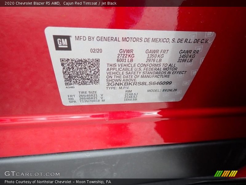 Cajun Red Tintcoat / Jet Black 2020 Chevrolet Blazer RS AWD