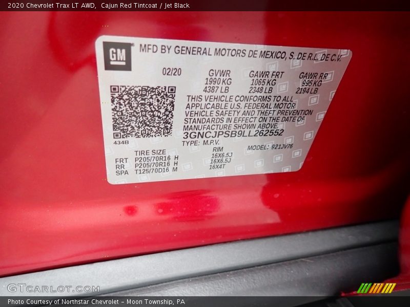 Cajun Red Tintcoat / Jet Black 2020 Chevrolet Trax LT AWD