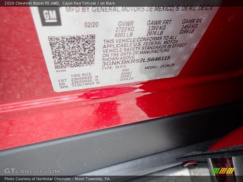 Cajun Red Tintcoat / Jet Black 2020 Chevrolet Blazer RS AWD