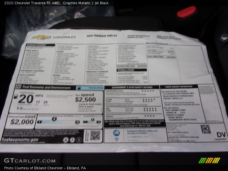Graphite Metallic / Jet Black 2020 Chevrolet Traverse RS AWD