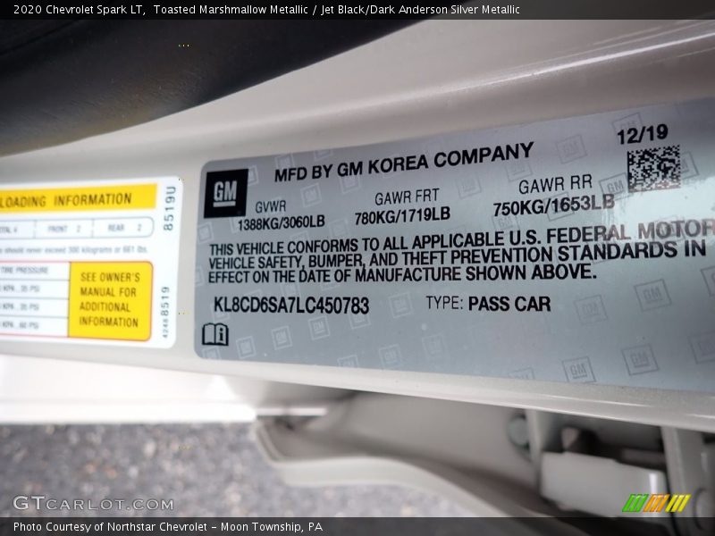 Toasted Marshmallow Metallic / Jet Black/Dark Anderson Silver Metallic 2020 Chevrolet Spark LT