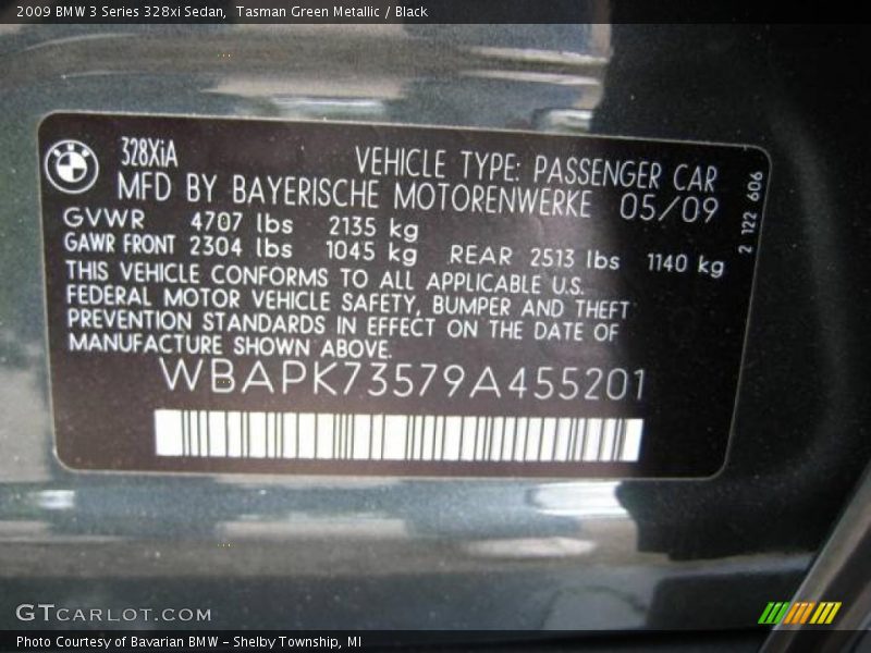 Tasman Green Metallic / Black 2009 BMW 3 Series 328xi Sedan