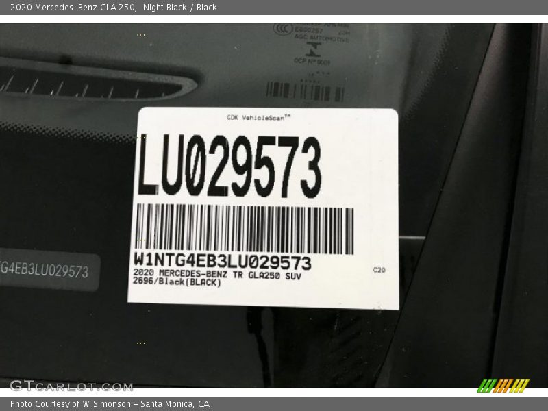 Night Black / Black 2020 Mercedes-Benz GLA 250