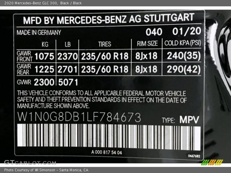 Black / Black 2020 Mercedes-Benz GLC 300