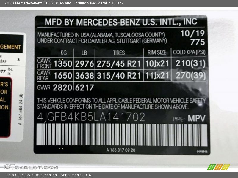 Iridium Silver Metallic / Black 2020 Mercedes-Benz GLE 350 4Matic