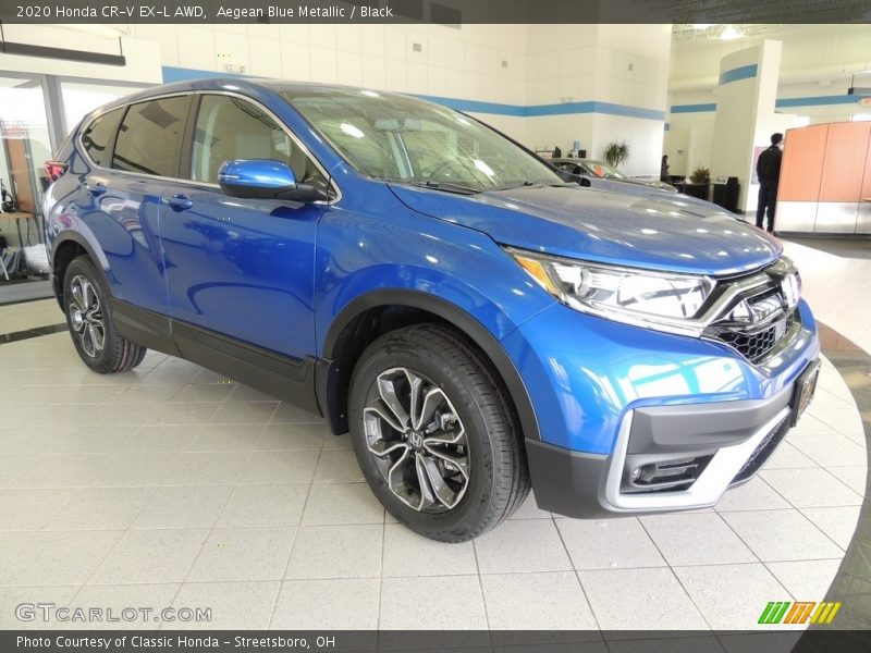Aegean Blue Metallic / Black 2020 Honda CR-V EX-L AWD