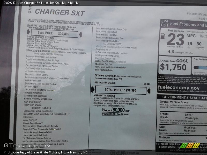 White Knuckle / Black 2020 Dodge Charger SXT