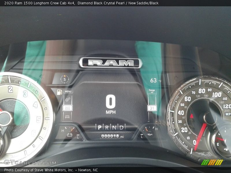 Diamond Black Crystal Pearl / New Saddle/Black 2020 Ram 1500 Longhorn Crew Cab 4x4