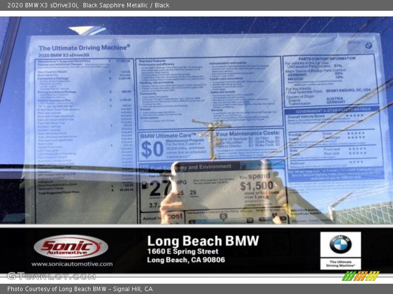 Black Sapphire Metallic / Black 2020 BMW X3 sDrive30i