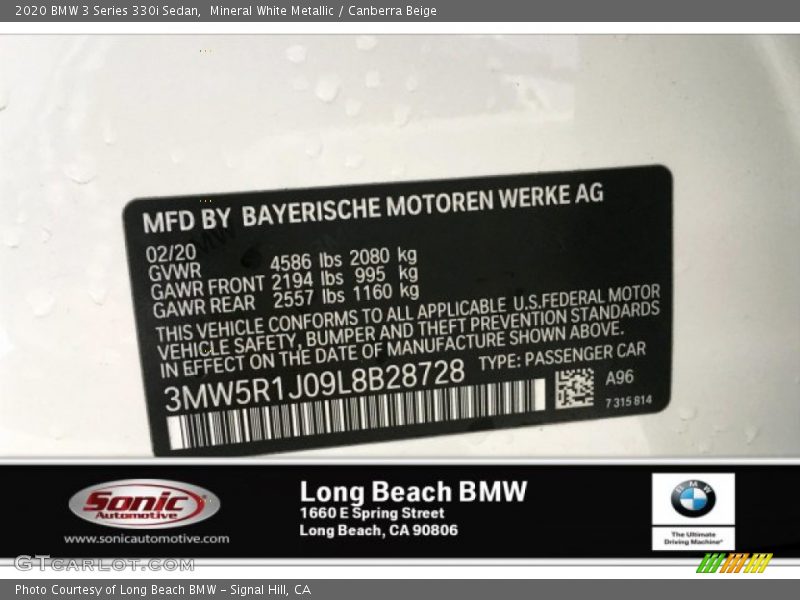 Mineral White Metallic / Canberra Beige 2020 BMW 3 Series 330i Sedan