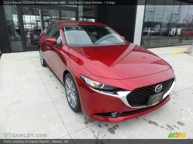 Soul Red Crystal Metallic / Greige 2020 Mazda MAZDA3 Preferred Sedan AWD