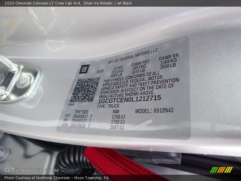 Silver Ice Metallic / Jet Black 2020 Chevrolet Colorado LT Crew Cab 4x4