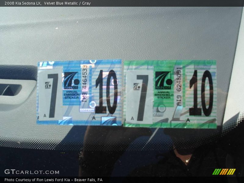 Velvet Blue Metallic / Gray 2008 Kia Sedona LX