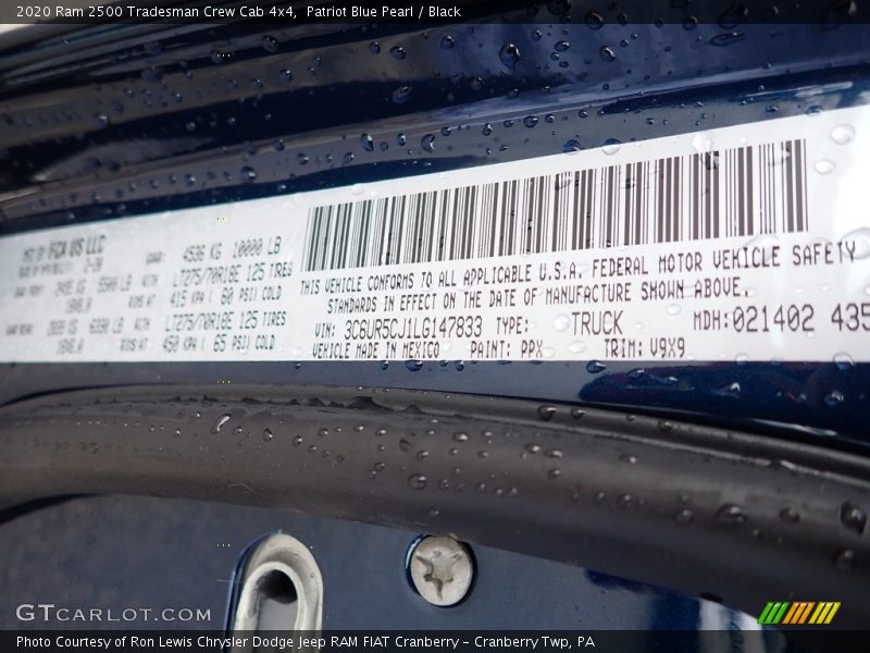 Patriot Blue Pearl / Black 2020 Ram 2500 Tradesman Crew Cab 4x4