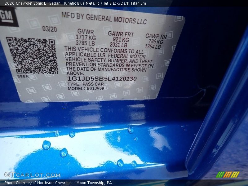 Kinetic Blue Metallic / Jet Black/Dark Titanium 2020 Chevrolet Sonic LT Sedan