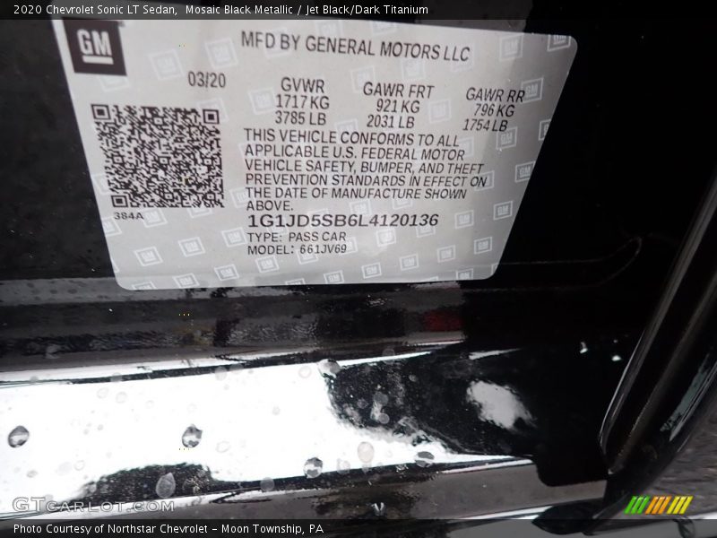 Mosaic Black Metallic / Jet Black/Dark Titanium 2020 Chevrolet Sonic LT Sedan
