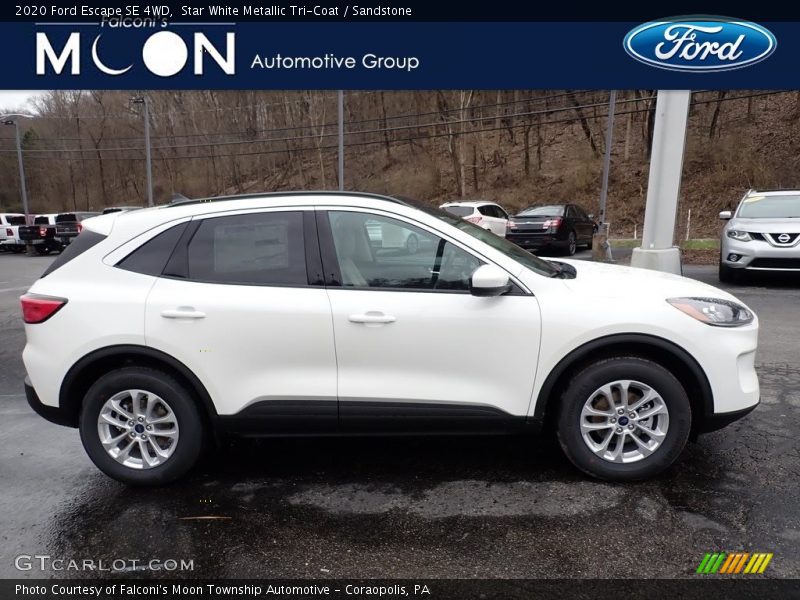 Star White Metallic Tri-Coat / Sandstone 2020 Ford Escape SE 4WD